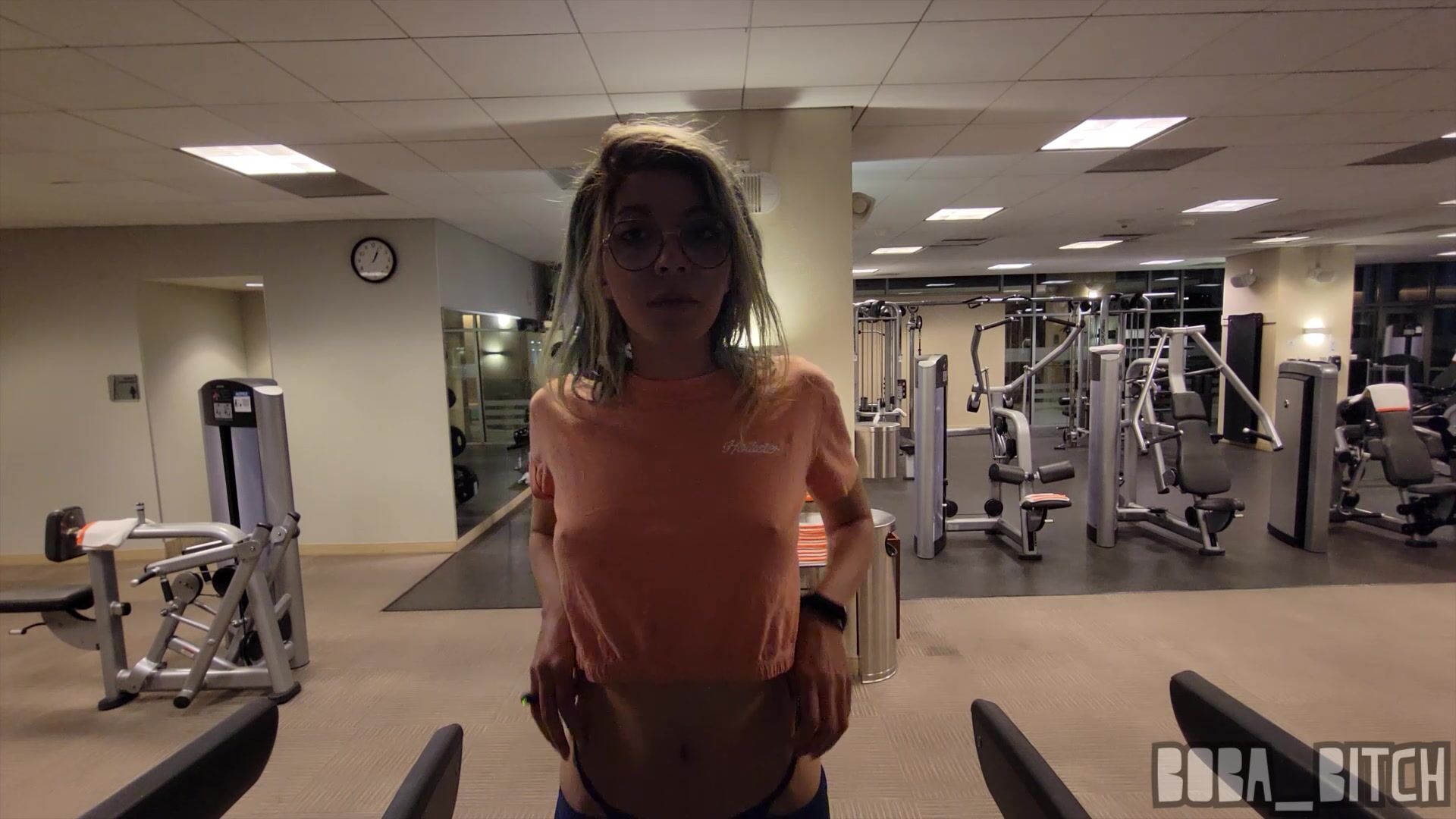 Boba Bitch - CAUGHT! Nude Gym Workout and nude Hotel Walk