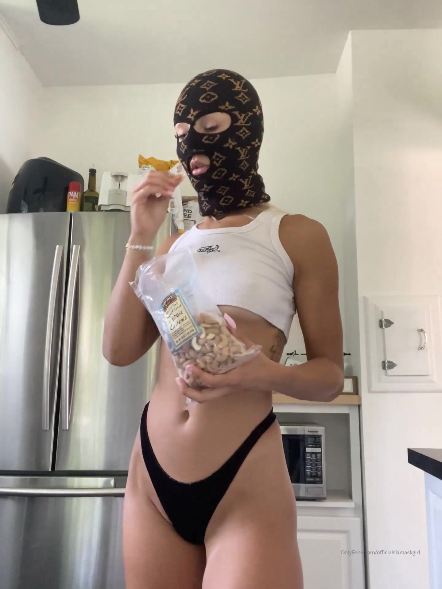 officialskimaskgirl went to the kitchen for a snack but ended up giving you a little show too unlock to w