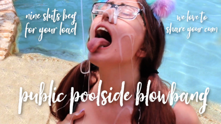 9 Girl Poolside BJ and Bukkake Blair woods ManyVids